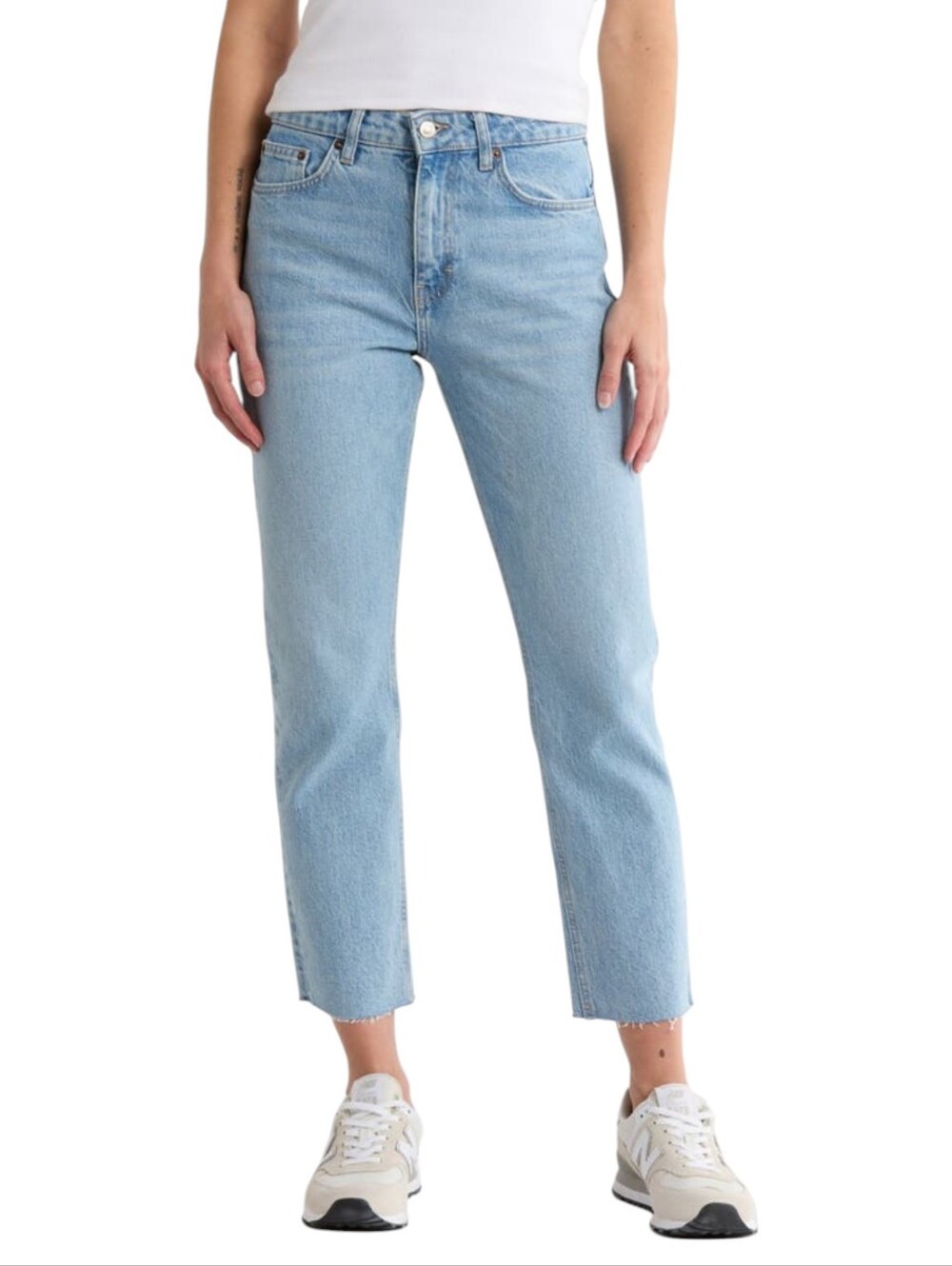 Topshop Blue Light-Wash Straight Leg Crop Jeans